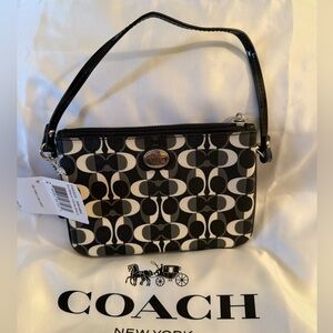 Coach Black and White Wristlet
